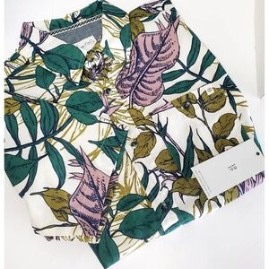 Sovereign Code Los Angeles Camp Shirt S Frenzy Botanical Ecru Button NWT Lilac